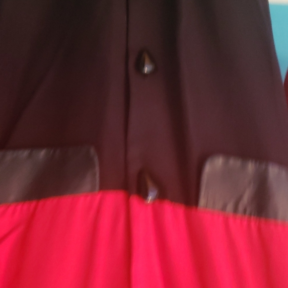VINTAGE 90s Cynthia Howie colorblock Red and Black knee length dress sz 8 - Picture 5 of 10